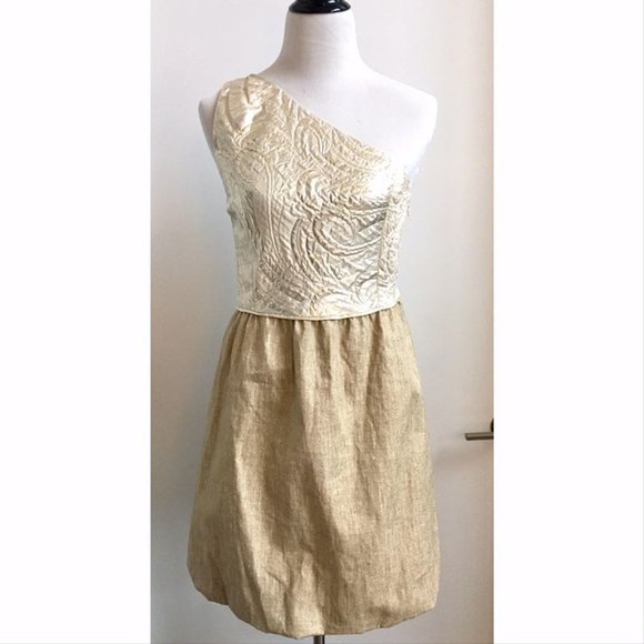 J. Crew Dresses & Skirts - J. Crew Gold One Shoulder Dress - Size 6